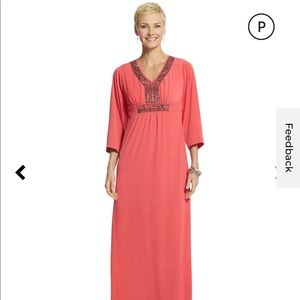 NWT Chico’s Embellished Neck Caftan Coral Dress Size 3 / US XL/16